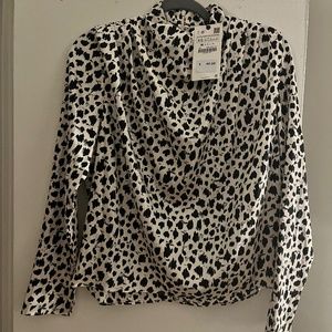 COPY - NWT Zara black and white patterned satin blouse top
